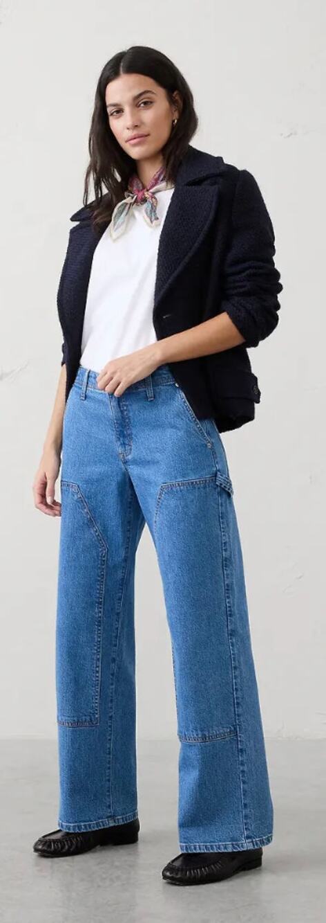 Banana Republic Factory Straight Mid-Rise Carpenter Jeans Double Knee Blue 27